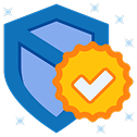 Icon representing trust, quality assurance, and protected branding (Shield with checkmark).