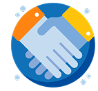 Icon representing collaboration, partnership, and community (Two hands shaking).