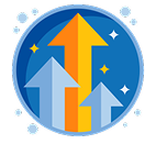 Icon representing growth, success, and upward momentum (Three rising arrows).